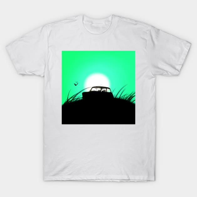 Classic Mini Sunset Green T-Shirt by jdm1981